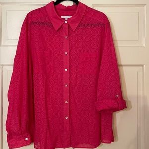 Foxcroft, size 24W, hot pink blouse